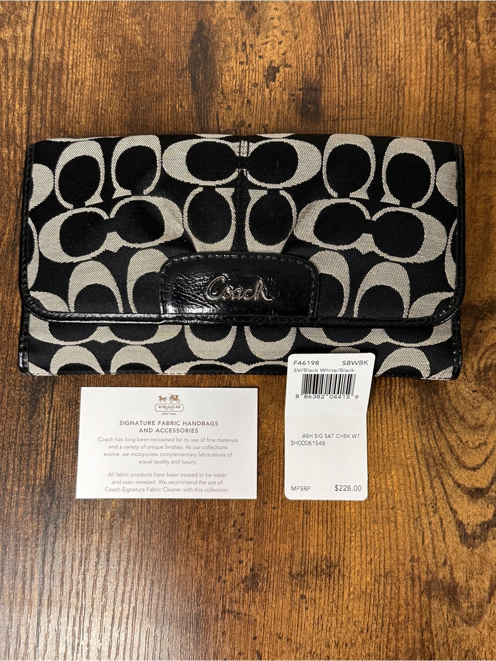 Coach Ashley Signature Sateen Checkbook Wallet (Style F46198)